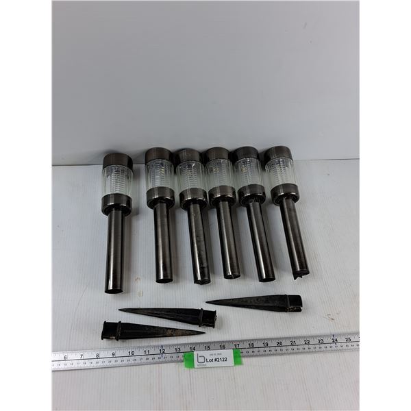 (6) Solar Powered Pathway Lights And Stakes