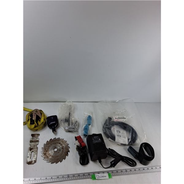 (2) Rachet Straps, 2.5mm Home Power Cable, Circular Saw Blade, Misc