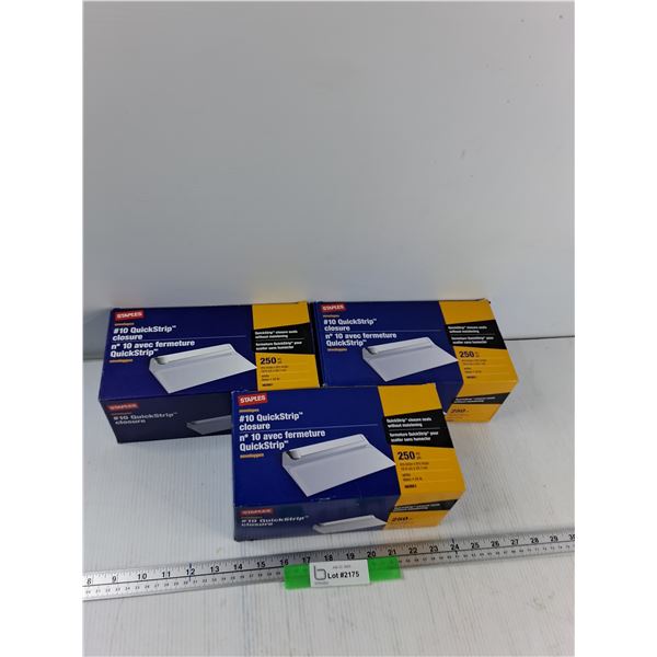 (3) 4 1/8'' x 9 1/2'' Quickstrip Closure Envelopes