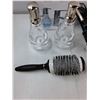 Image 3 : (2) Soap Pumps, (3) Curling Irons, (2) Hairdryer Attachments, Hairbrush - As Is