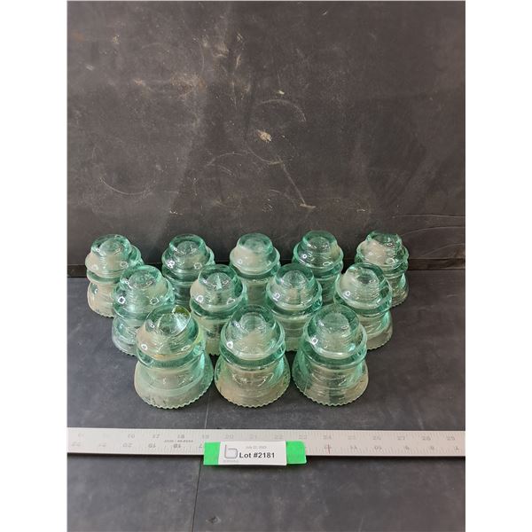 Green Insulators (12)- 4" x 3.5"- Chipped