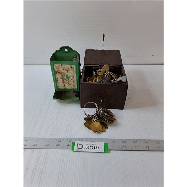 Dog Tax Tags & Metal Box W/ Pin Cushion