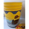 Image 3 : (2)Yellow 20 Litre Bucket- One Filled w/ Plastic Flower Cut Outs  -  PICK UP