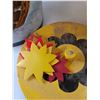 Image 4 : (2)Yellow 20 Litre Bucket- One Filled w/ Plastic Flower Cut Outs  -  PICK UP