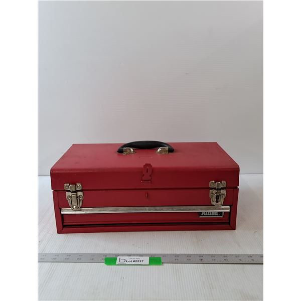 Red Metal Tool Box w/Tools- 17" x 7" x 9.5"  _  PICK UP