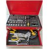 Image 5 : Red Metal Tool Box w/Tools- 17" x 7" x 9.5"  _  PICK UP