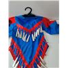 Image 2 : Blue & Red Jingle Shirt - Size Child's Large Approx & Moccasins - 8.5" Sole