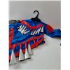 Image 7 : Blue & Red Jingle Shirt - Size Child's Large Approx & Moccasins - 8.5" Sole