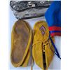 Image 9 : Blue & Red Jingle Shirt - Size Child's Large Approx & Moccasins - 8.5" Sole