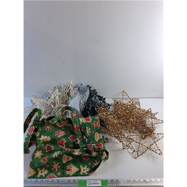 Apron and Various Christmas Lights - As Is