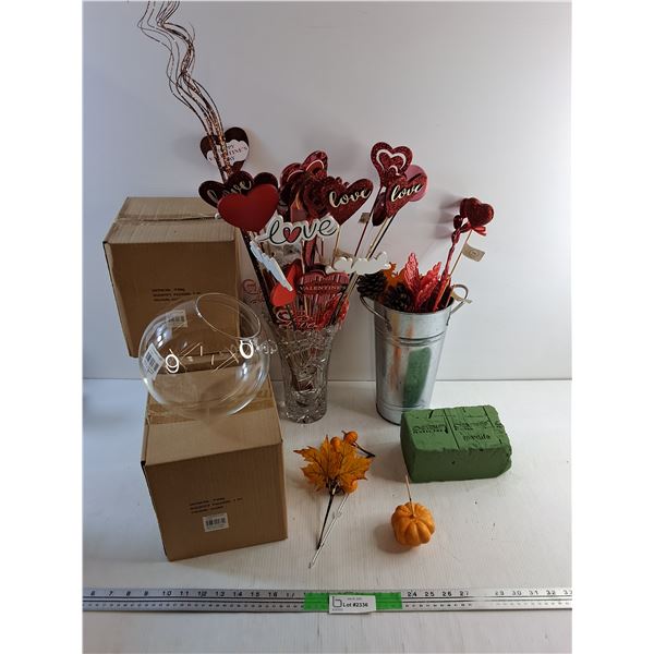 Crystal & Glass Vases, Halloween Decor, Metal Bucket and Floral Foam - Pick Up Preferred