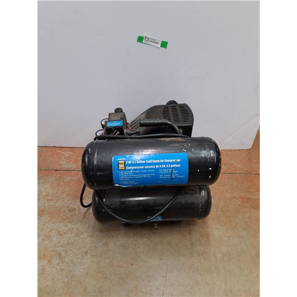 *Power Fist 2HP 3.2 Gallon Twin Stack Air Compressor - As Is,  15" x 15" x 16" - CANNOT SHIP