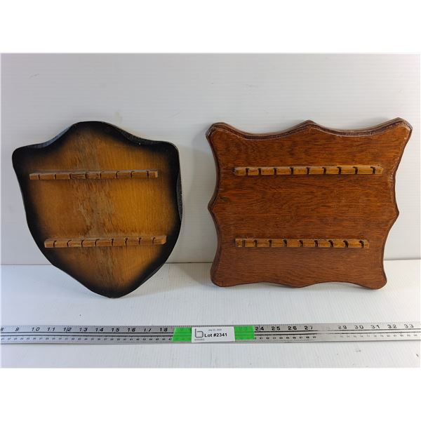 (2) Wooden Souvenir Spoon Display Racks 12" x 12"