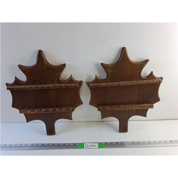 (2) Wooden Souvenir Spoon Display Racks 17" x 13"