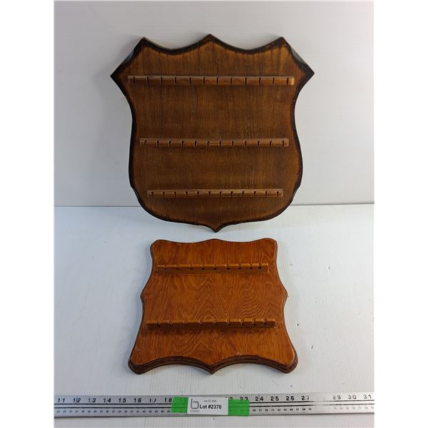 (2) Wooden Souvenir Spoon Display Racks 12" x 12"