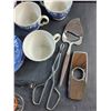 Image 4 : Decorative Plates, Tea Cups & Saucers, Enamel Ladle, Whisk, Tongs and Misc