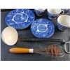 Image 5 : Decorative Plates, Tea Cups & Saucers, Enamel Ladle, Whisk, Tongs and Misc