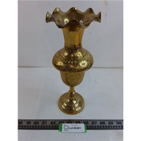 Vintage Brass Vase - 11.5" Tall