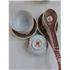 Image 3 : Set of Stoneware Dishes, "Asian" Dishes/Utensils, Ceramic Storage Set, Tongs, Towels  -  AS IS
