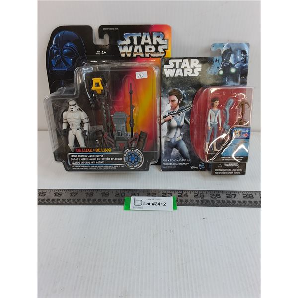 (2) NIB Star Wars Toy Packs (Crowd Control Storm Trooper, Princess Leia Organa)