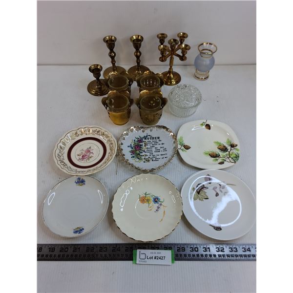 Brass Candle Holders & Decorative Plates