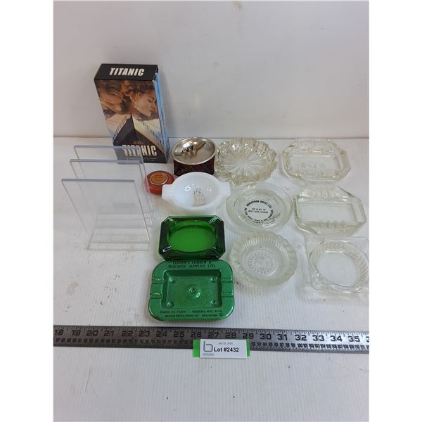 Titanic VHS Movie Set, (10) Vintage Ash Trays, Picture Holders
