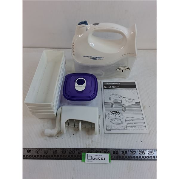 Hamilton Beach Electric Hand Mixer- Appears Unused, Grater, Cutlery Baskets, Food Storage