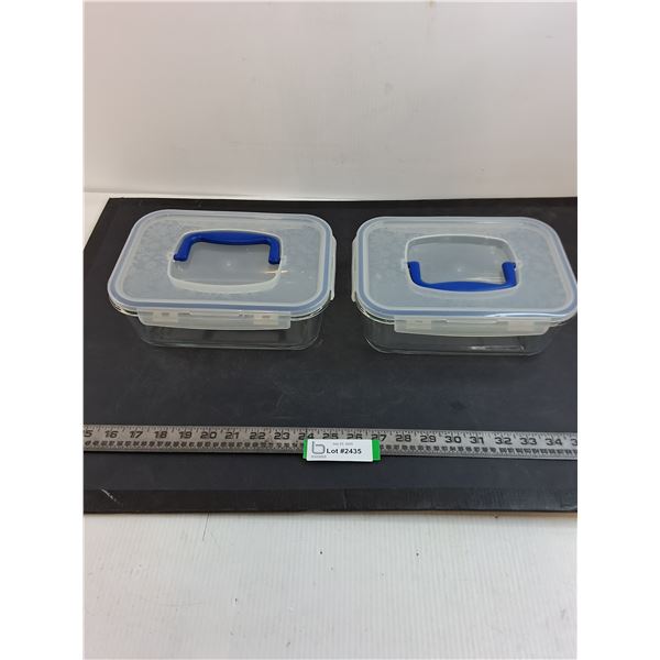 (2) "Lock Lock" Casserole Dishes with Handled Lids - 10x7x3.5" Each