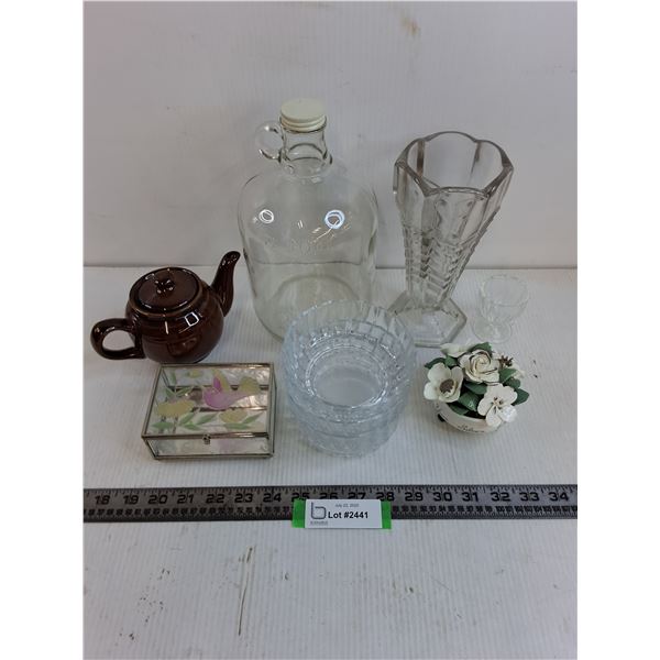 80 oz Glass Jug, Ceramic Teapot, Jewelry Box, Vase, 25th Anniversary Ornament, Dessert Dishes