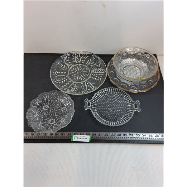 (4) Glass Serving Platters/Bowl