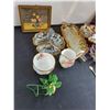 Image 2 : Vintage Lot (Iridescent Dishes, Pictures, Table Clock, Misc.) Pick Up Preferred