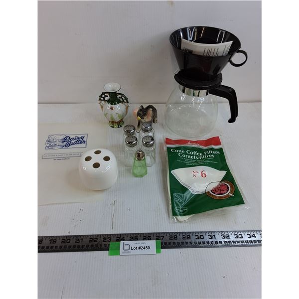 Coffee Pot & Filters, Shakers, Ornaments