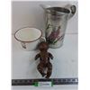 Image 1 : Vintage Metal Pitcher, Enamel Pot, African Baby Doll