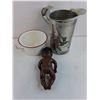 Image 2 : Vintage Metal Pitcher, Enamel Pot, African Baby Doll