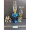 Image 1 : (3) Vintage Oil Lamps - 1 missing Chimney -  PICK UP