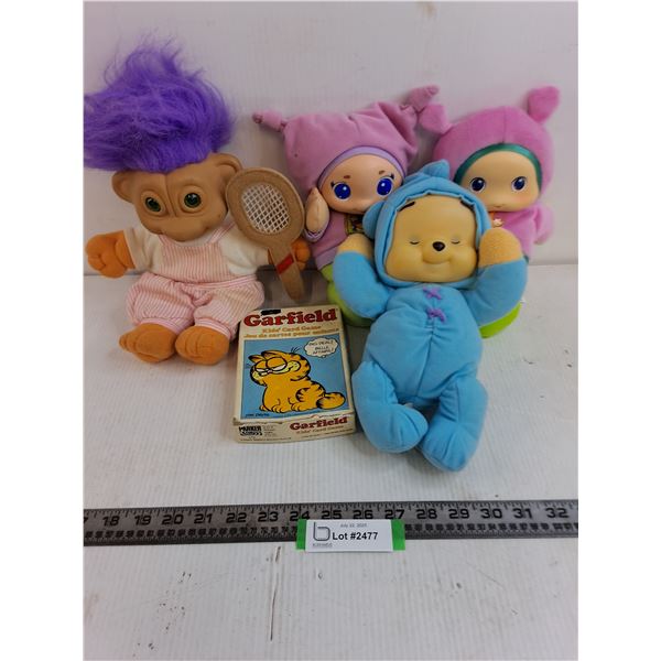 (4) Child's Toys (Troll, Glow Worms), Garfield Cards