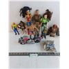 Image 1 : (8) Assorted Action Figures, Motorbike, Bag of Figurine Shoes