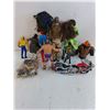 Image 2 : (8) Assorted Action Figures, Motorbike, Bag of Figurine Shoes