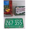 Image 5 : (2) Tins - Walkers Tin, Peppermint Creams Tin, Diamond Jubilee 1965 Saskatchewan License Plate