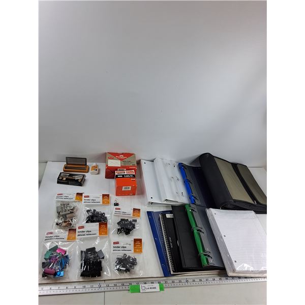 Assorted -- (6) Binder Clips, Binders, Whiteout, Misc
