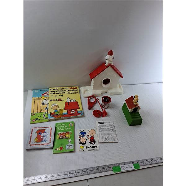 Playskool Snoopy Sno-Cone Machine, Snoopy Pencil Sharpener, Books - Its Your First Kiss Charlie Brow