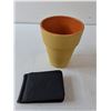 Image 2 : Painted Yellow Flower Pot & Black Wallet
