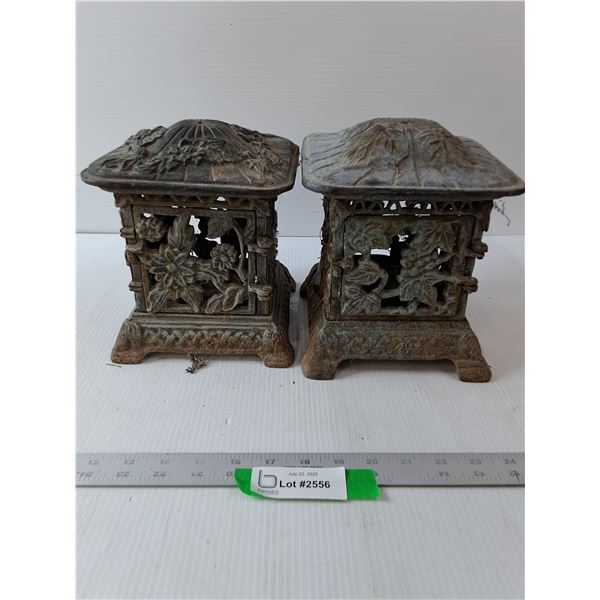 (2) Cast Iron Candle Holder- 8" x 9"