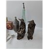 Image 4 : Various Items- Coca-Cola Bowl& Tin Box, (2) Statues, Eatons Tin, Glass Bottle, Butter Knife And Cani