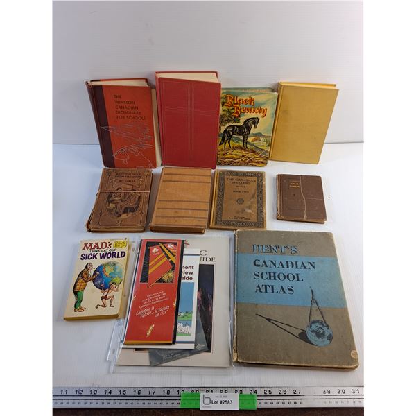 Various Books - Canadian School Atlas, The Canadian Spellers and Alice in Wonderland