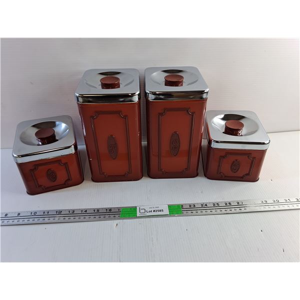 (4) Kitchen Tin Canisters with Lids