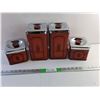 Image 1 : (4) Kitchen Tin Canisters with Lids