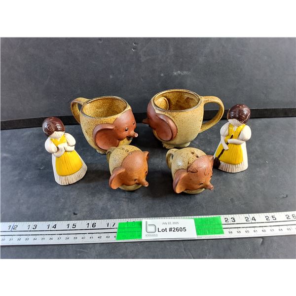 Japan Ceramic Mugs and Various Salt & Pepper Shakers