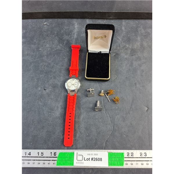 Quartz Watch, Camel Style Earrings and Shirt Cuffs