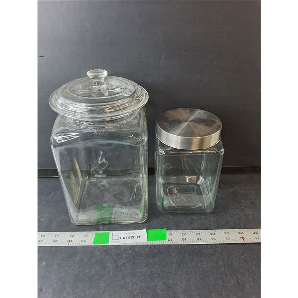 (2) Glass Jars Up to 10" Tall